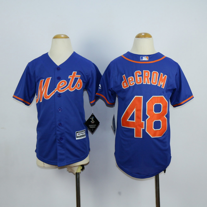 Youth New York Mets #48 Degrom Blue MLB Jerseys->youth mlb jersey->Youth Jersey
